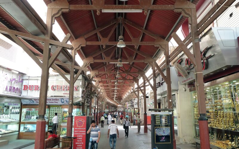 The covered lane of the Dubai Gold Souk in Deira