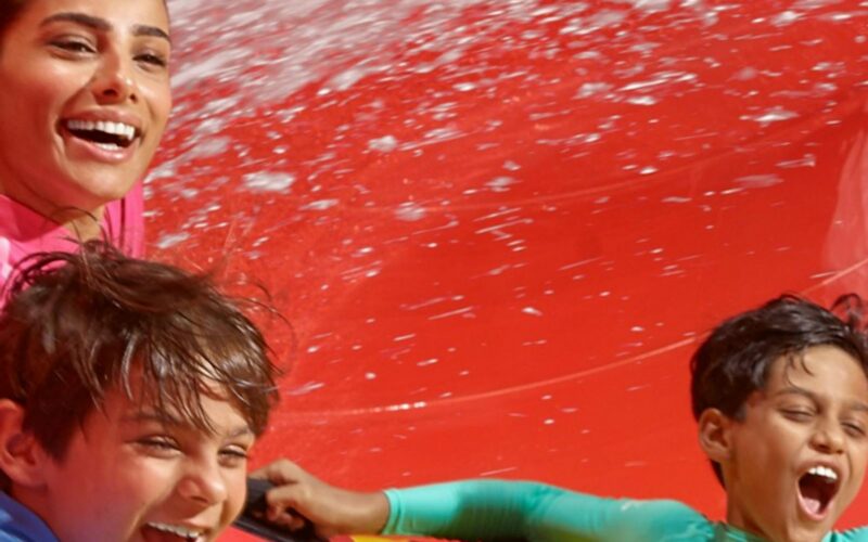 Slides and Lego sculptures at Legoland Water Park Dubai